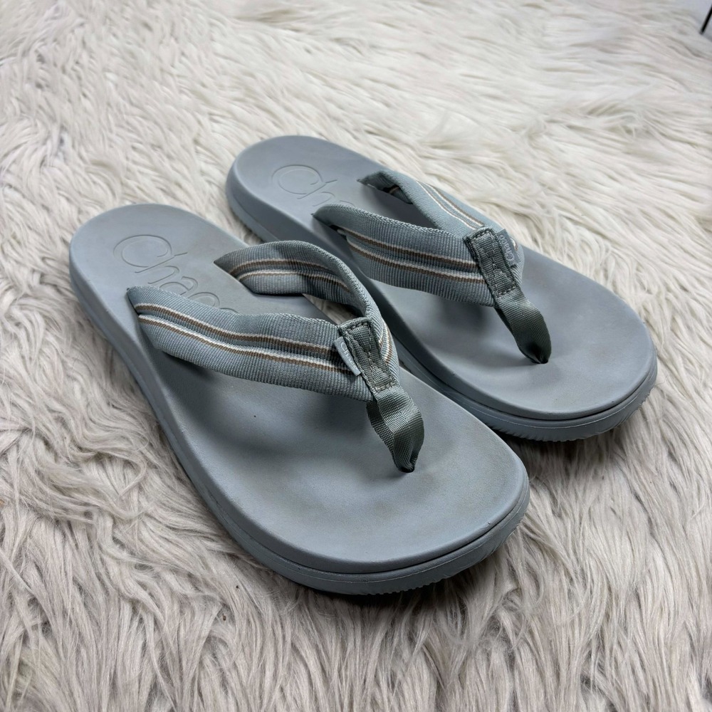 Chaco‎ Women's 8 Chillos Flip Flop Sandals Gray Blue Comfort Casual Beach